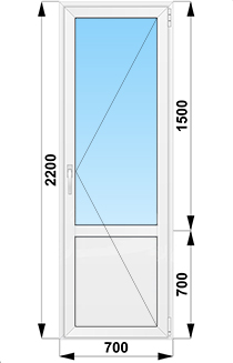 Балконная дверь поворотная с глухим низом 700x2200